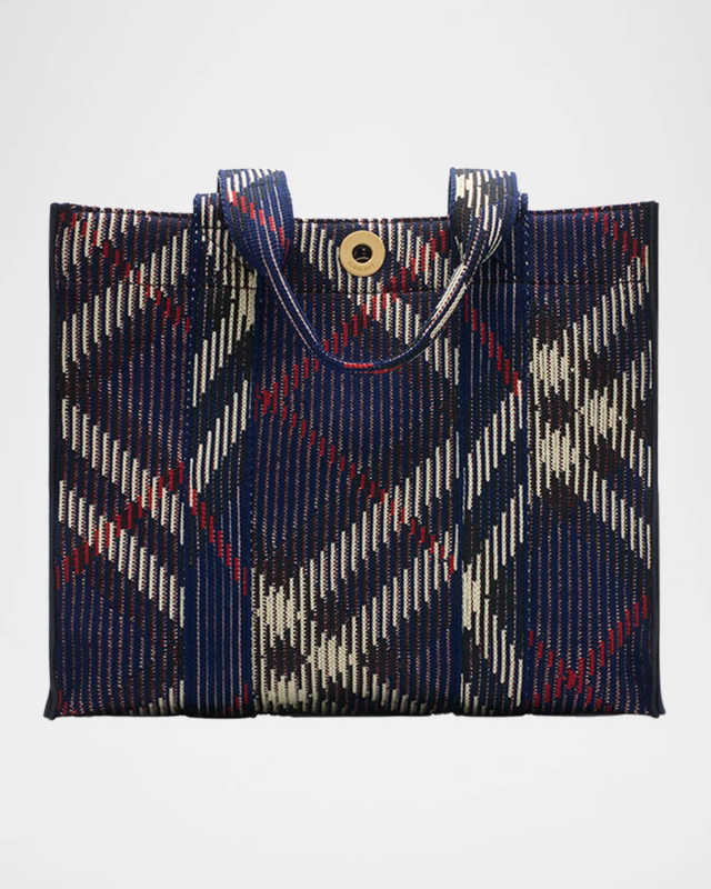 Small Check Knit Tote Bag